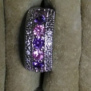 Pink and purple cz 925 sterling ring size 6